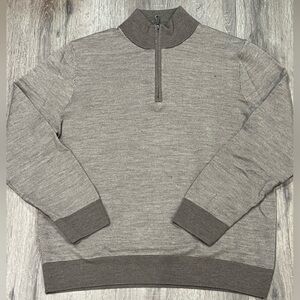 Brooks Brothers Large Extra Fine Merino 100% Wool Quarter 1/4 Zip Knit Sweater